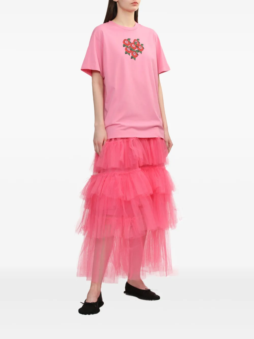 Simone Rocha Cluster Rose T-Shirt - Roze