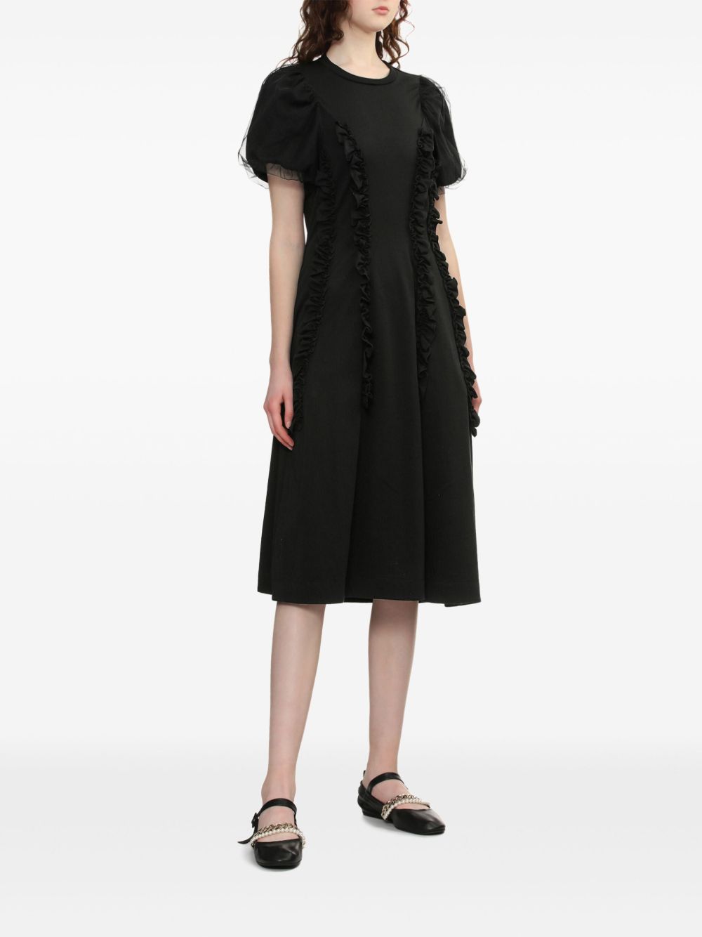 Simone Rocha ruffled midi dress - Zwart