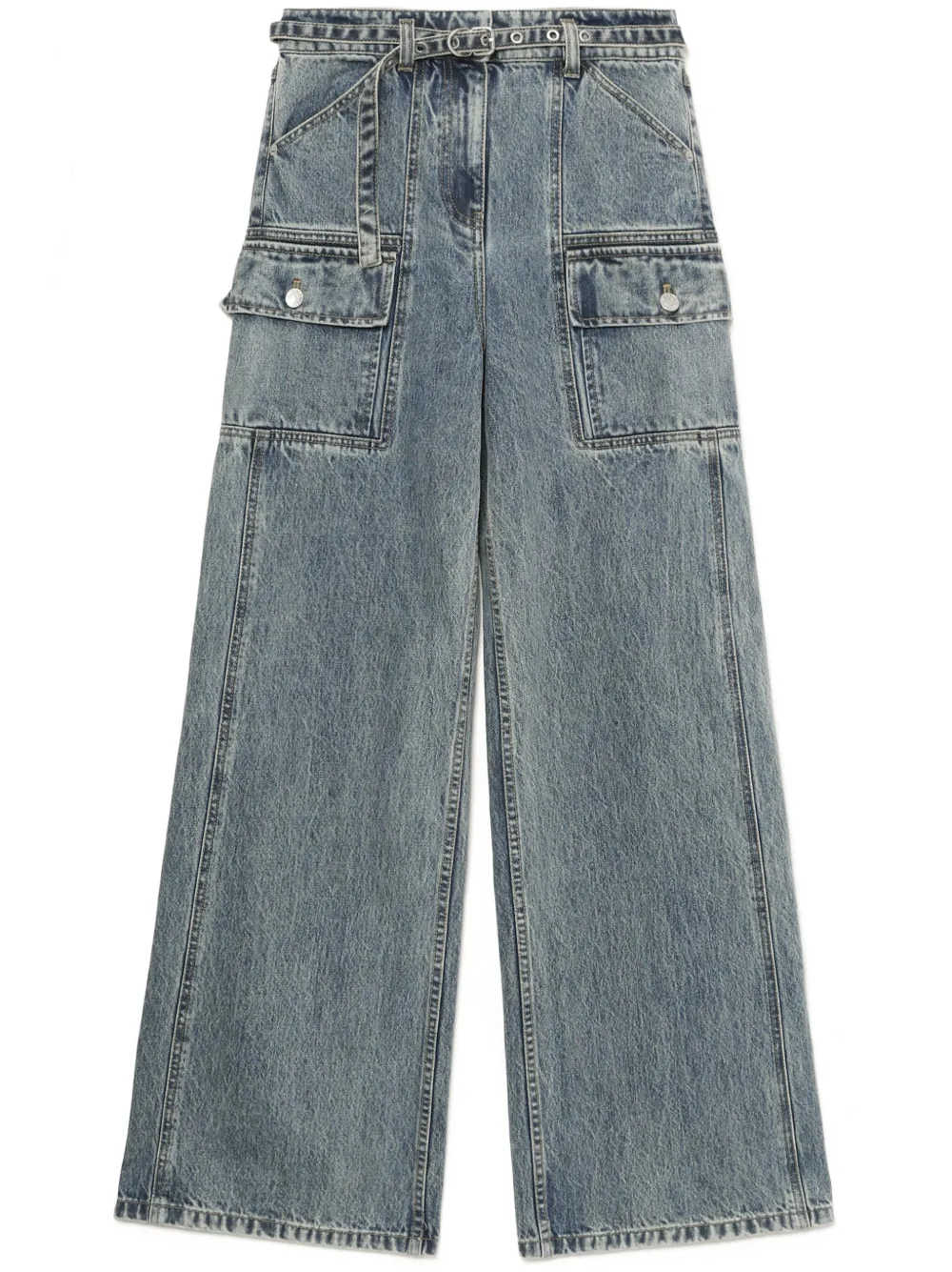 belted wide-leg jeans