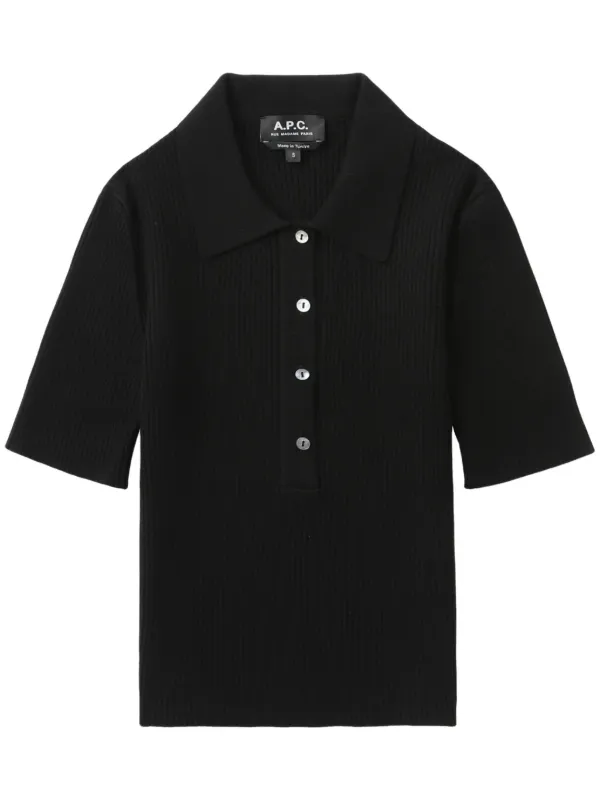 A.P.C. 黒 ポロシャツ レディース　sサイズ A.P.C. リブ ポロシャツ | ブラック | FARFETCH JP