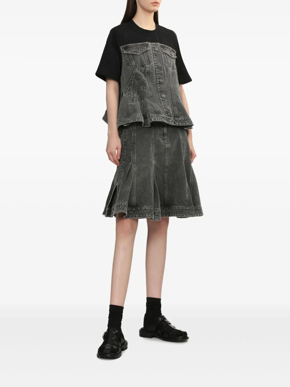 3.1 Phillip Lim Flounce denim top - Grijs