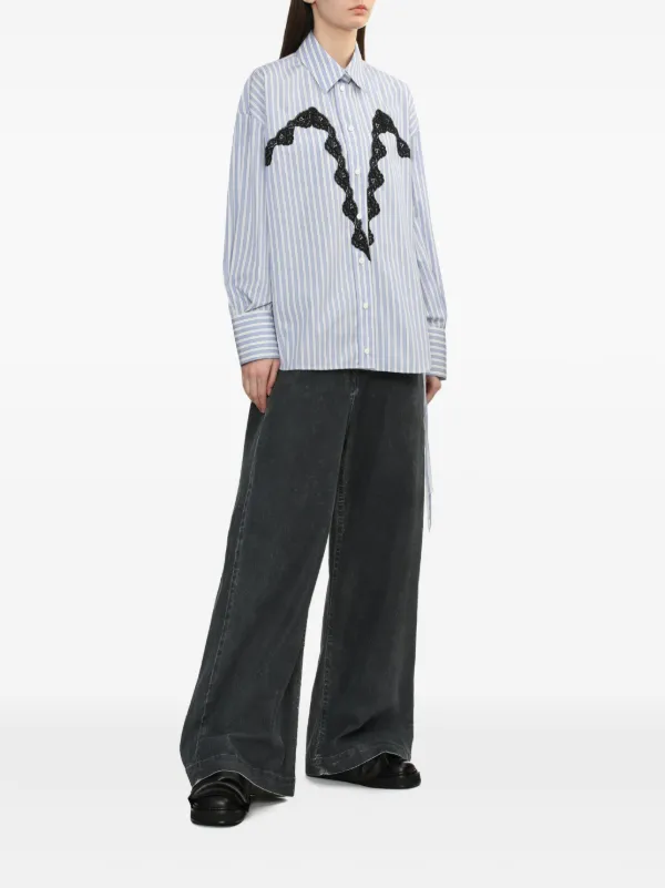 Tシャツ・カットソー THE ATTICO EMBROIDERED GEORGETTE BLOUSE Georgette shirt with embroidery Woman, White | TWINSET Milano