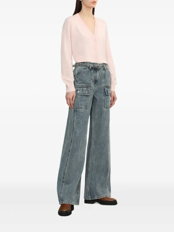 A.P.C. logo-embroidered Cotton Cardigan | Pink | FARFETCH