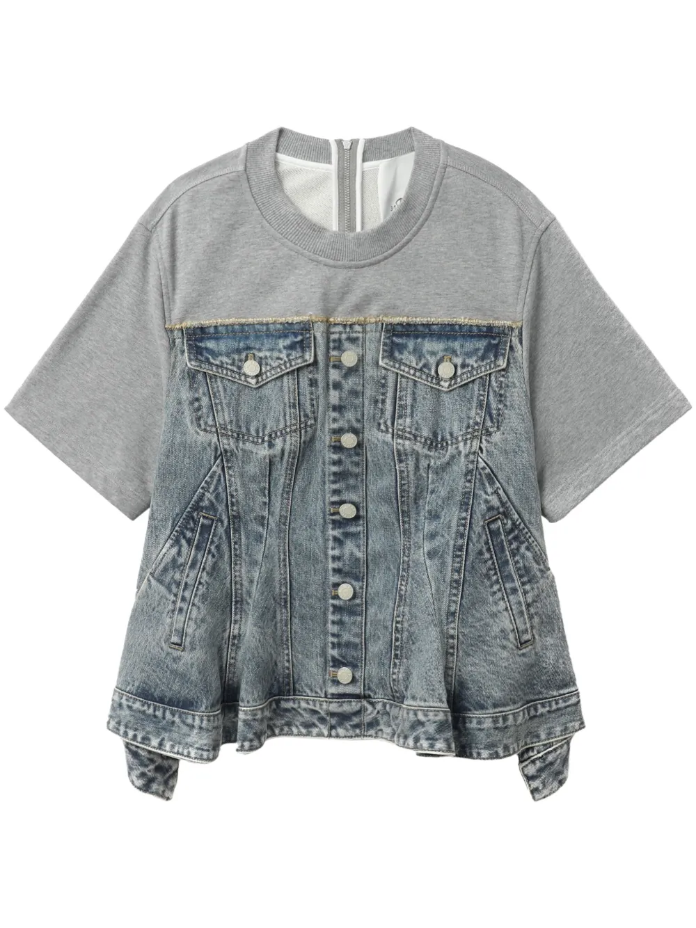 Flounce denim top