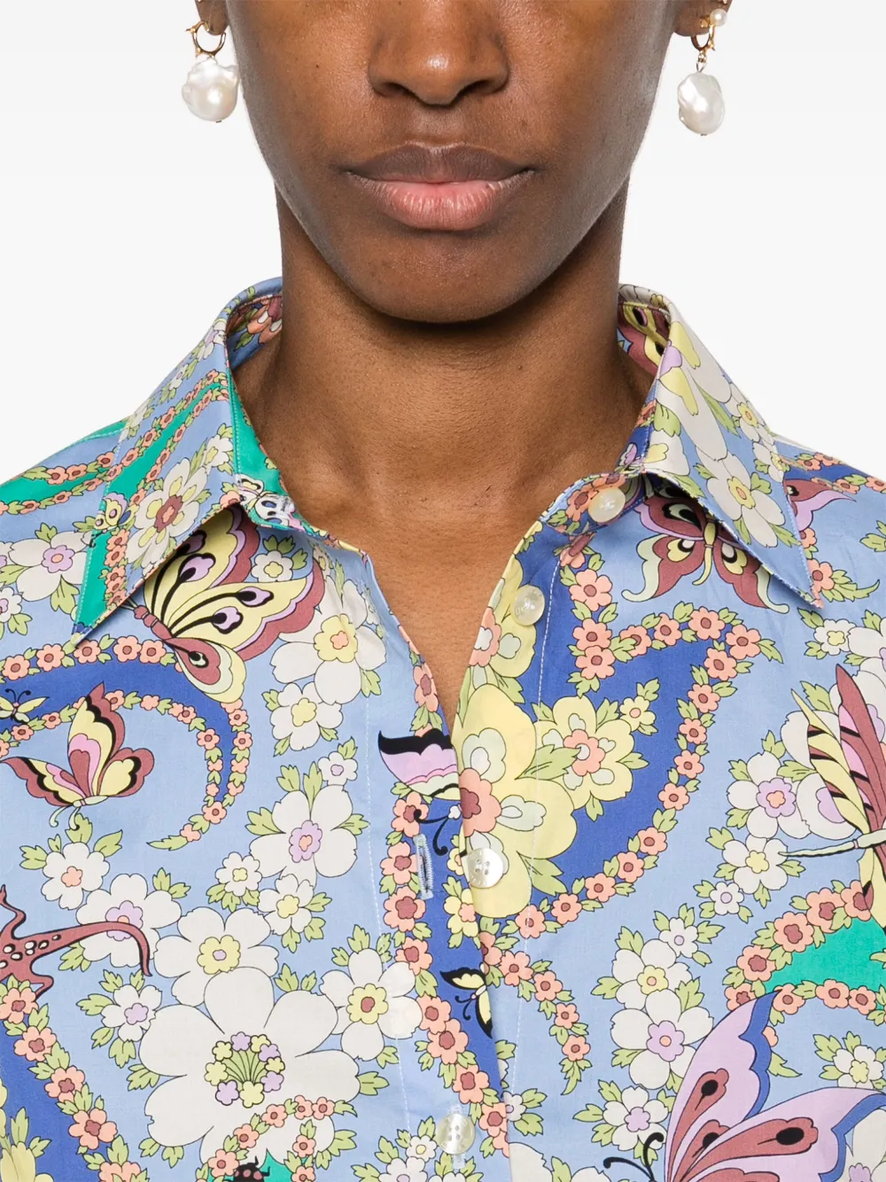 ETRO Blouse met bloemenprint Blauw