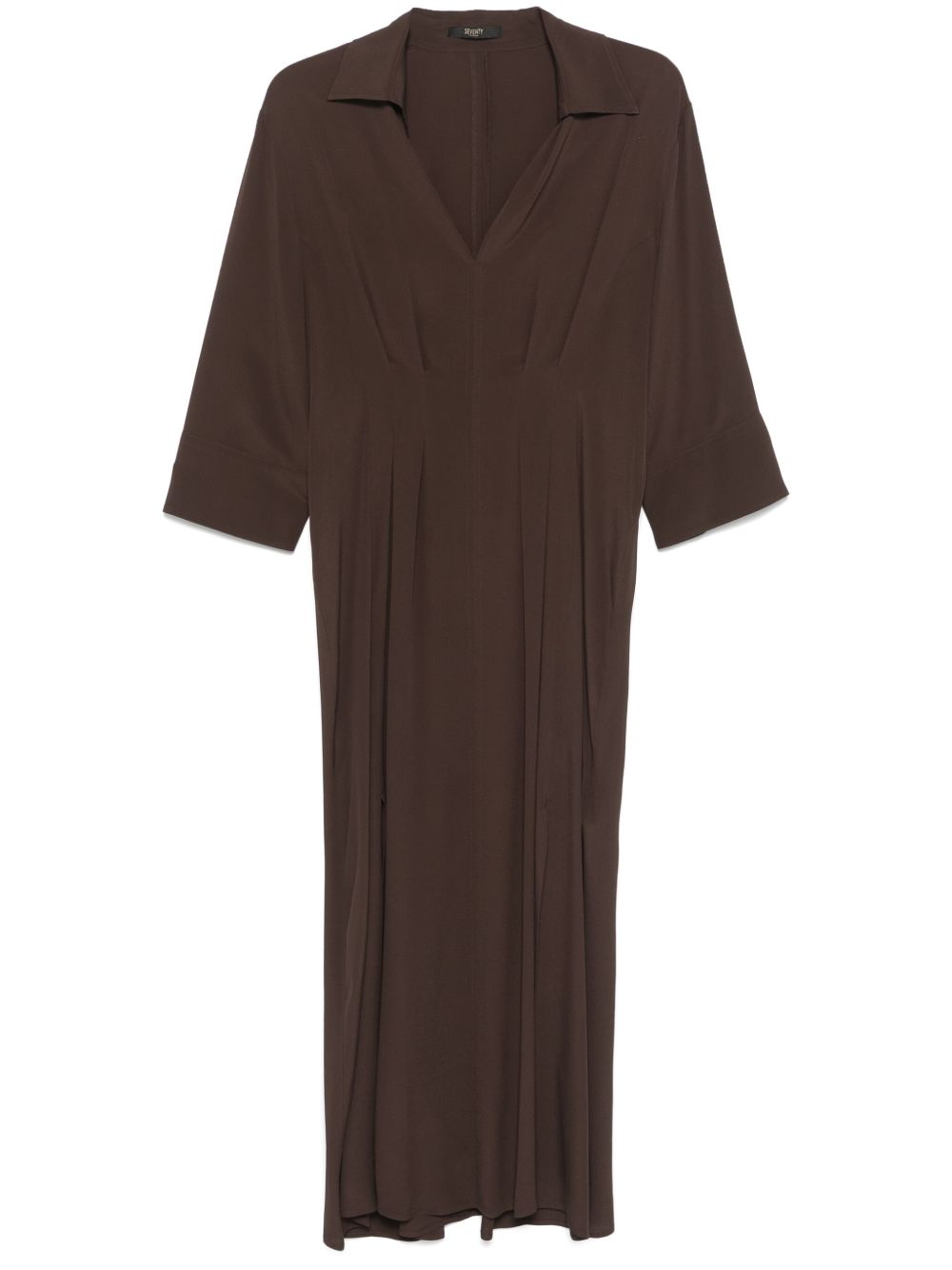 Seventy pleated midi dress - Brown