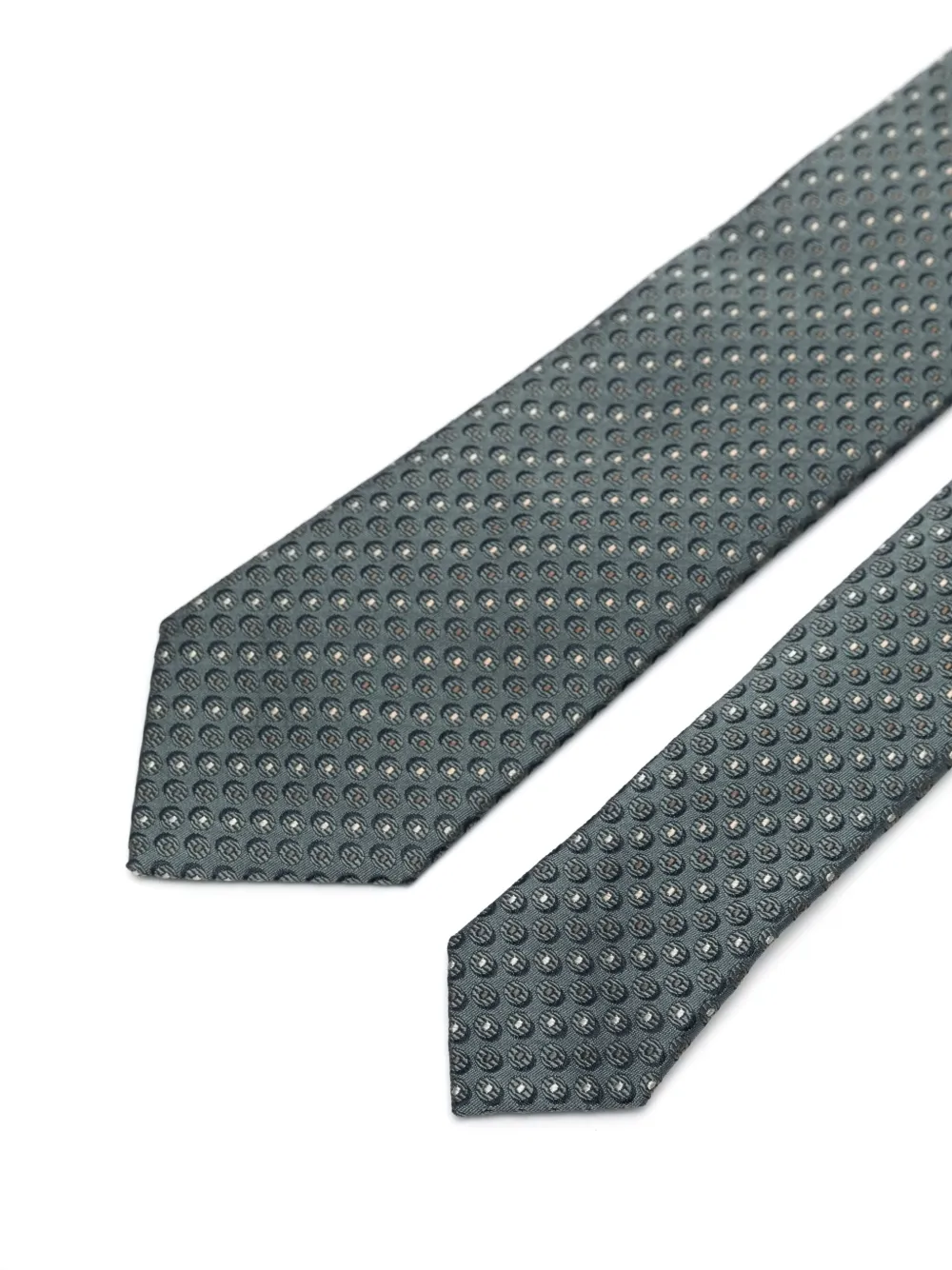 Emporio Armani patterned-jacquard silk tie - Groen