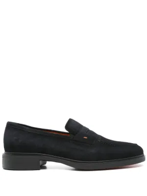 Santoni Carlo スエード ローファー | ブラック | FARFETCH JP