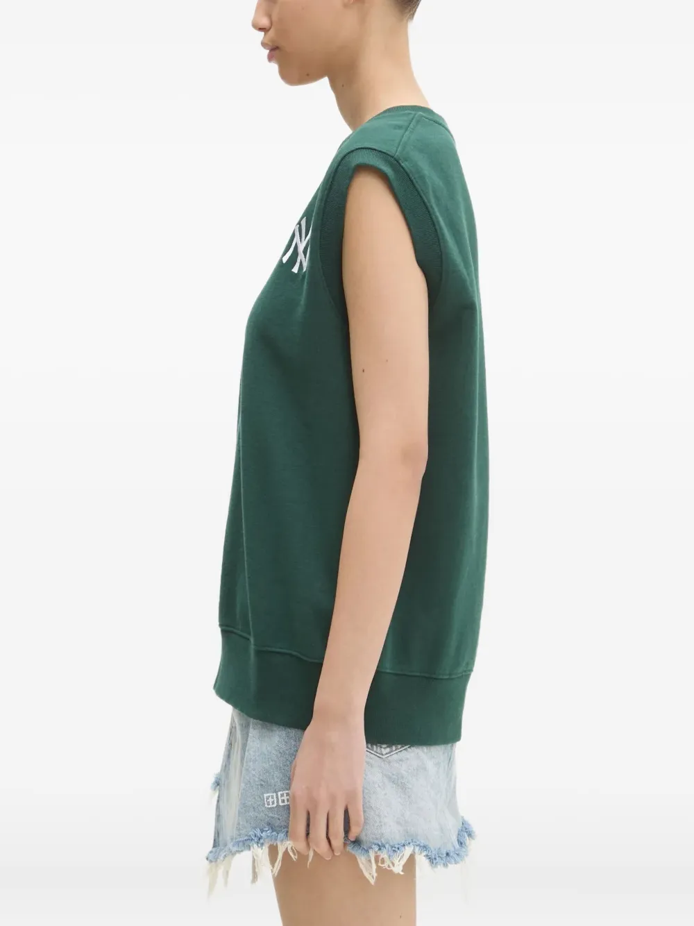 Sporty & Rich Yankees Serif V-neck logo-embroidered top Groen
