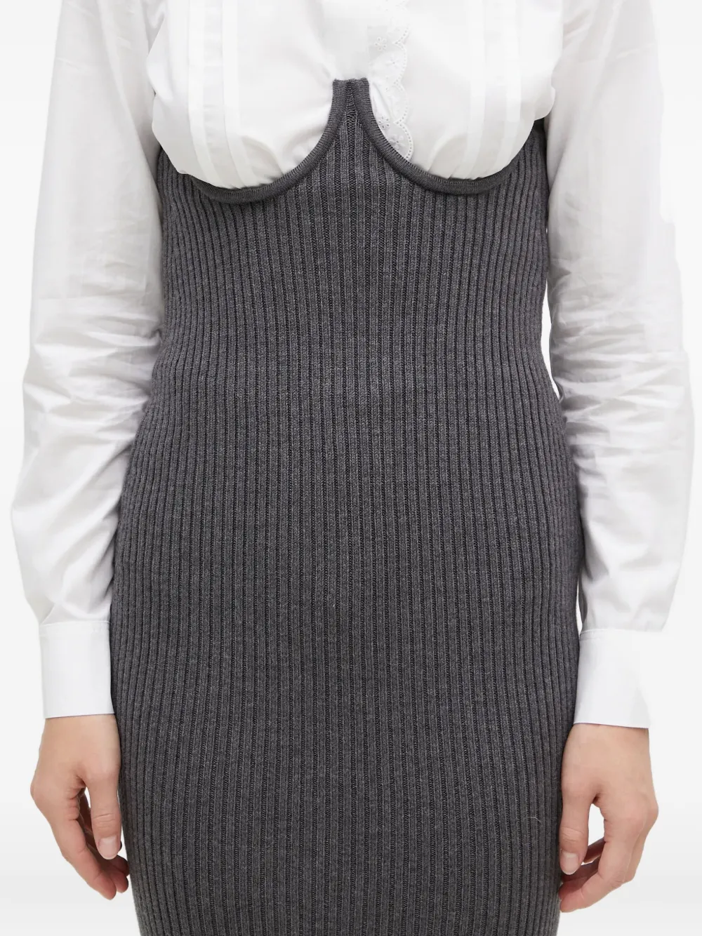 Sportmax Geribbelde bustier rok Grijs
