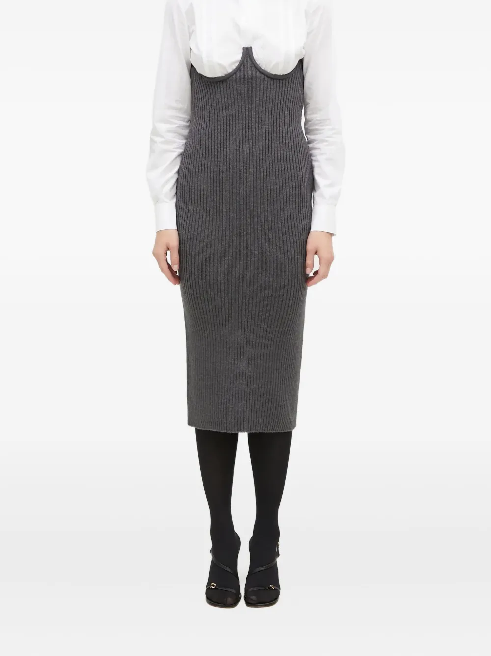 Sportmax ribbed bustier skirt | Grey | Image 1