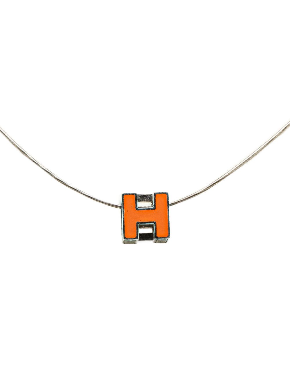 Hermès Pre-Owned 1990-2024 Palladium Plated Cage dH Cube Necklace costume necklace - Orange