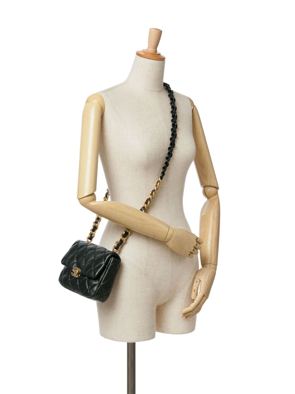 CHANEL Pre-Owned 2021-2024 Mini Candy Chain gewatteerde lamsleren crossbodytas - Zwart