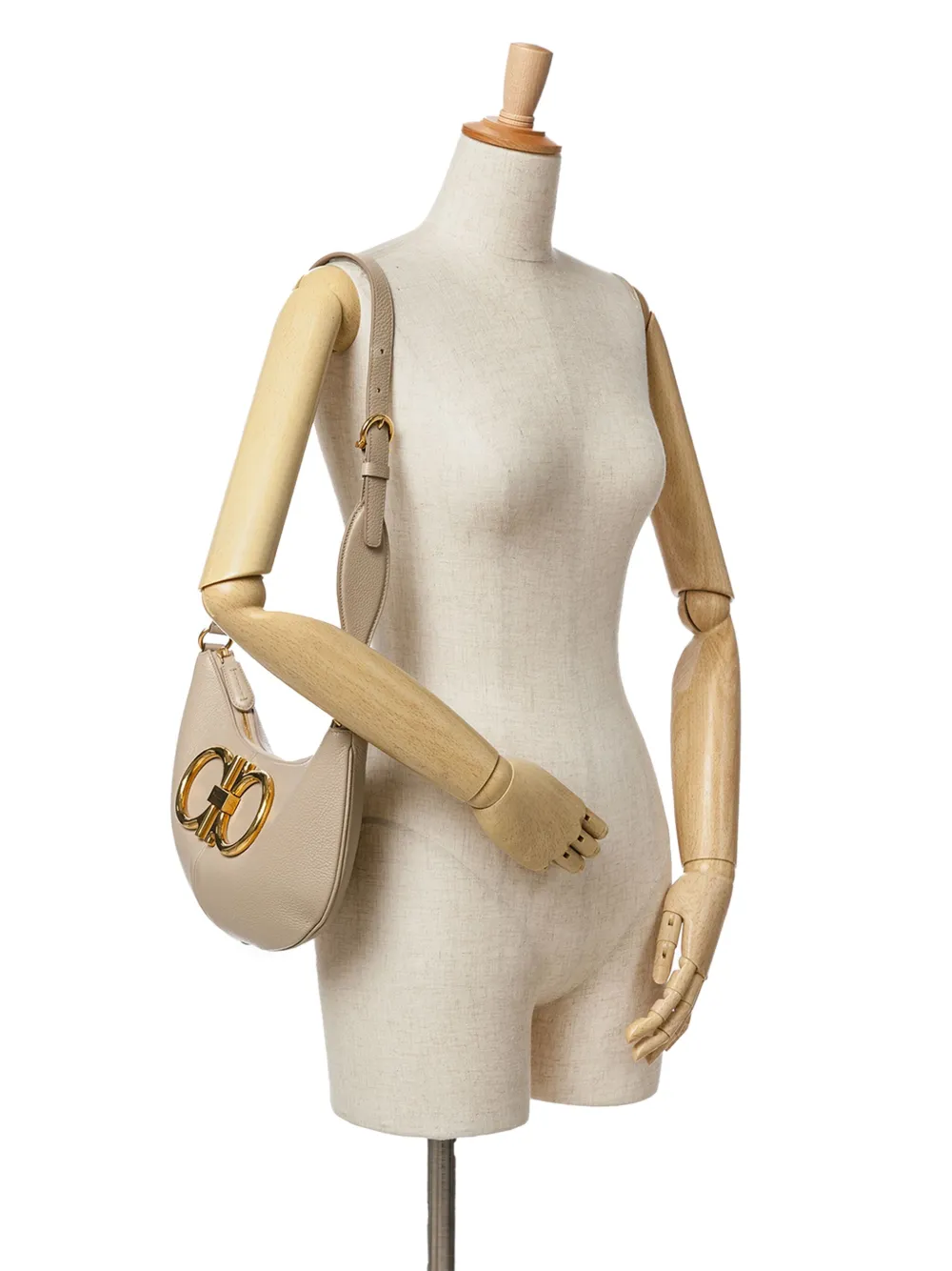 Ferragamo Pre-Owned 2010-2024 Maxi Gancio leren hobo tas - Bruin