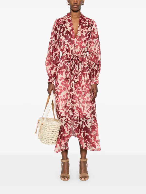 Forte Forte leaves-print Maxi Dress | Red | FARFETCH