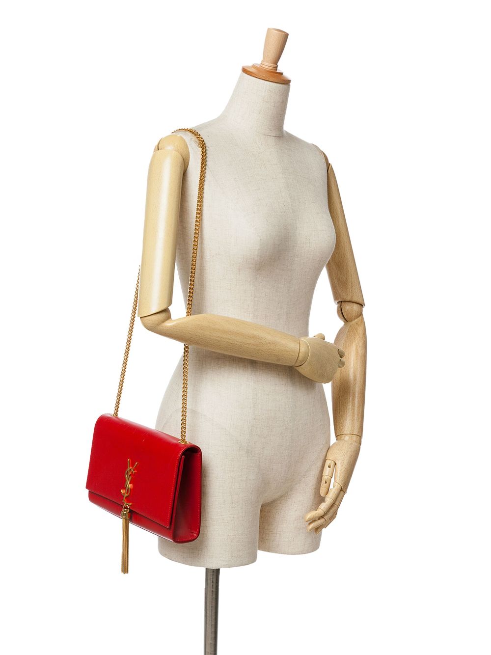 Saint Laurent Pre-Owned 2018 Medium Smooth Calfskin Classic Monogram Kate Tassel crossbody bag - Red