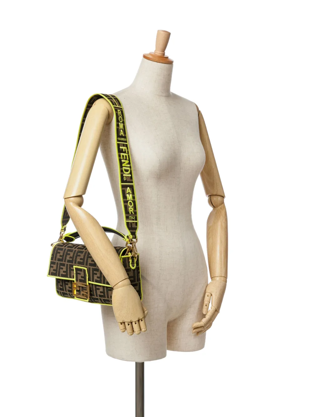 Fendi Pre-Owned 2021 grote Zucca Flup Baguette boekentas met afwerking - Bruin