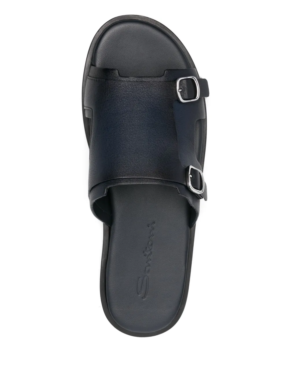 Santoni double-buckle leather sandals Blue