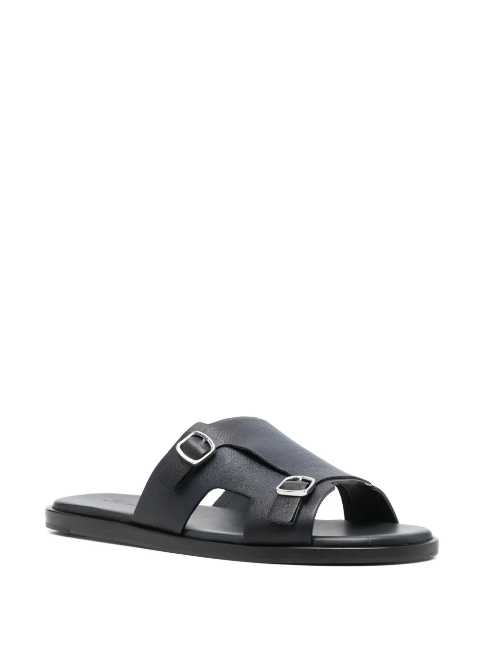 Santoni double-buckle leather sandals Blue