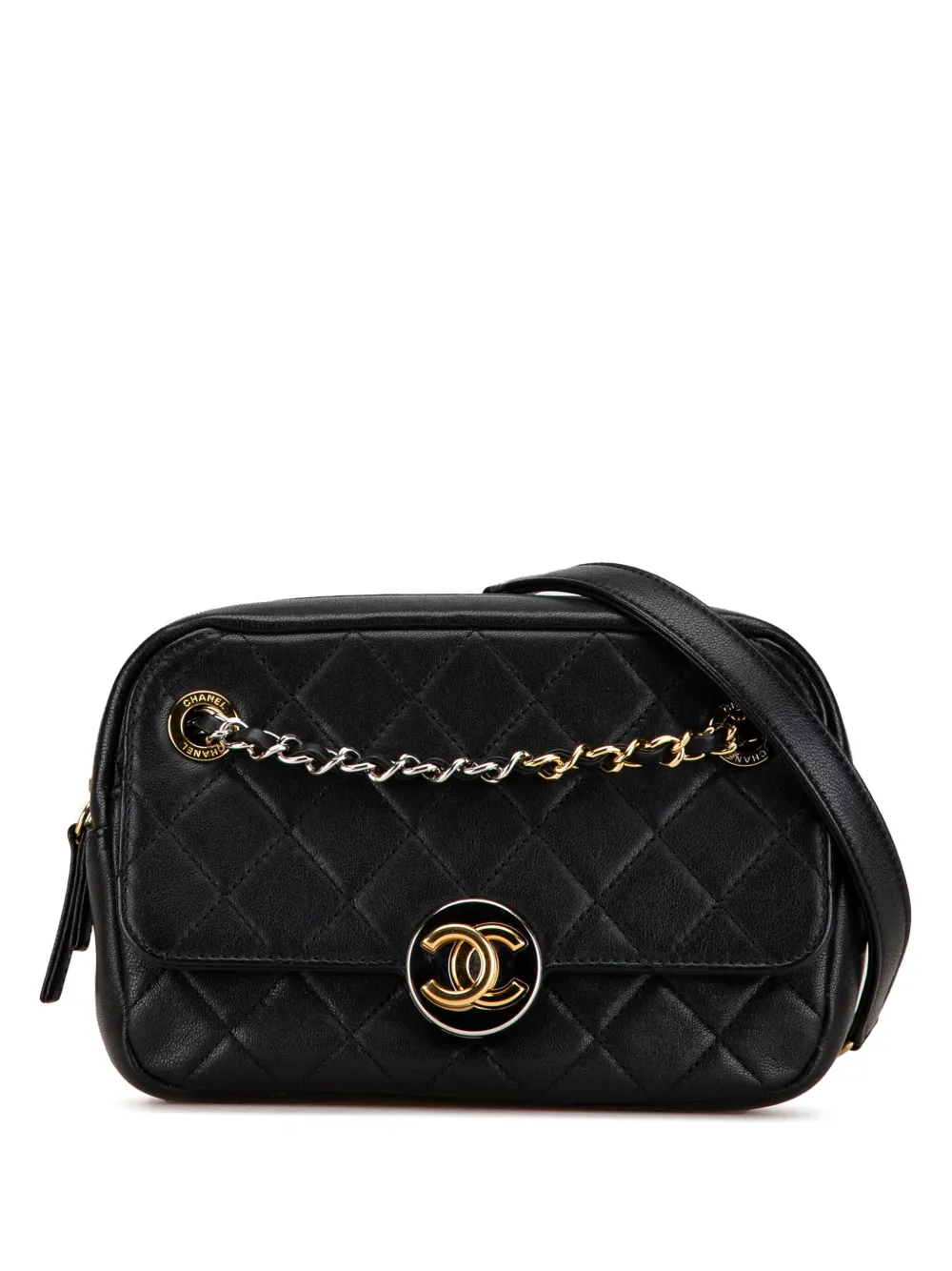 CHANEL Pre-Owned 2019 CC Quilted Lambskin Chain Camera Bag crossbody bag - Black
