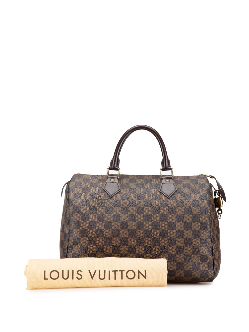 Louis Vuitton Pre-Owned 2004 Damier Ebene Speedy 30 Boston tas - Bruin