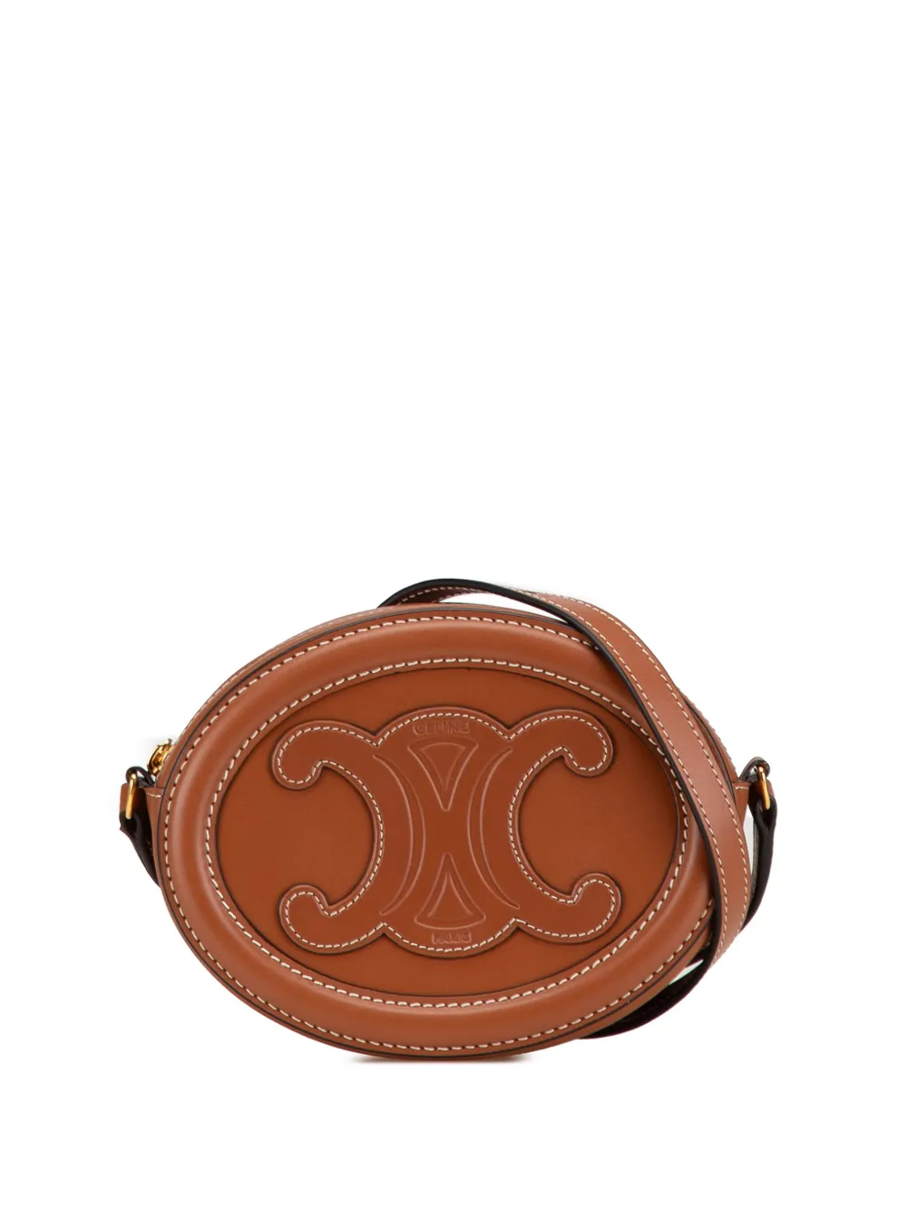 Céline Pre-Owned 2022 スモール カーフスキン キュイルトリオンフ オーバル ショルダーバッグ - ブラウン Céline Pre-Owned 2022 スモール カーフスキン キュイルトリオンフ オーバル ショルダーバッグ - ブラウン