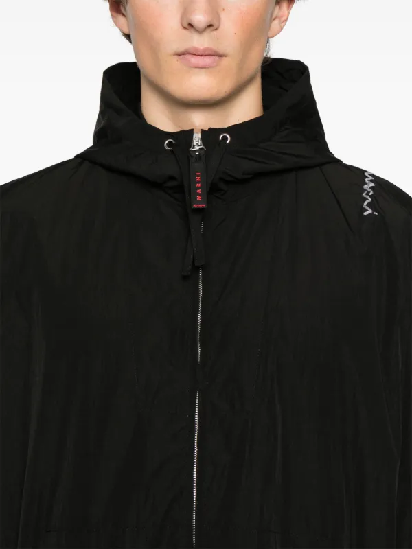 Marni Crinkled Hooded Jacket | Black | FARFETCH AU
