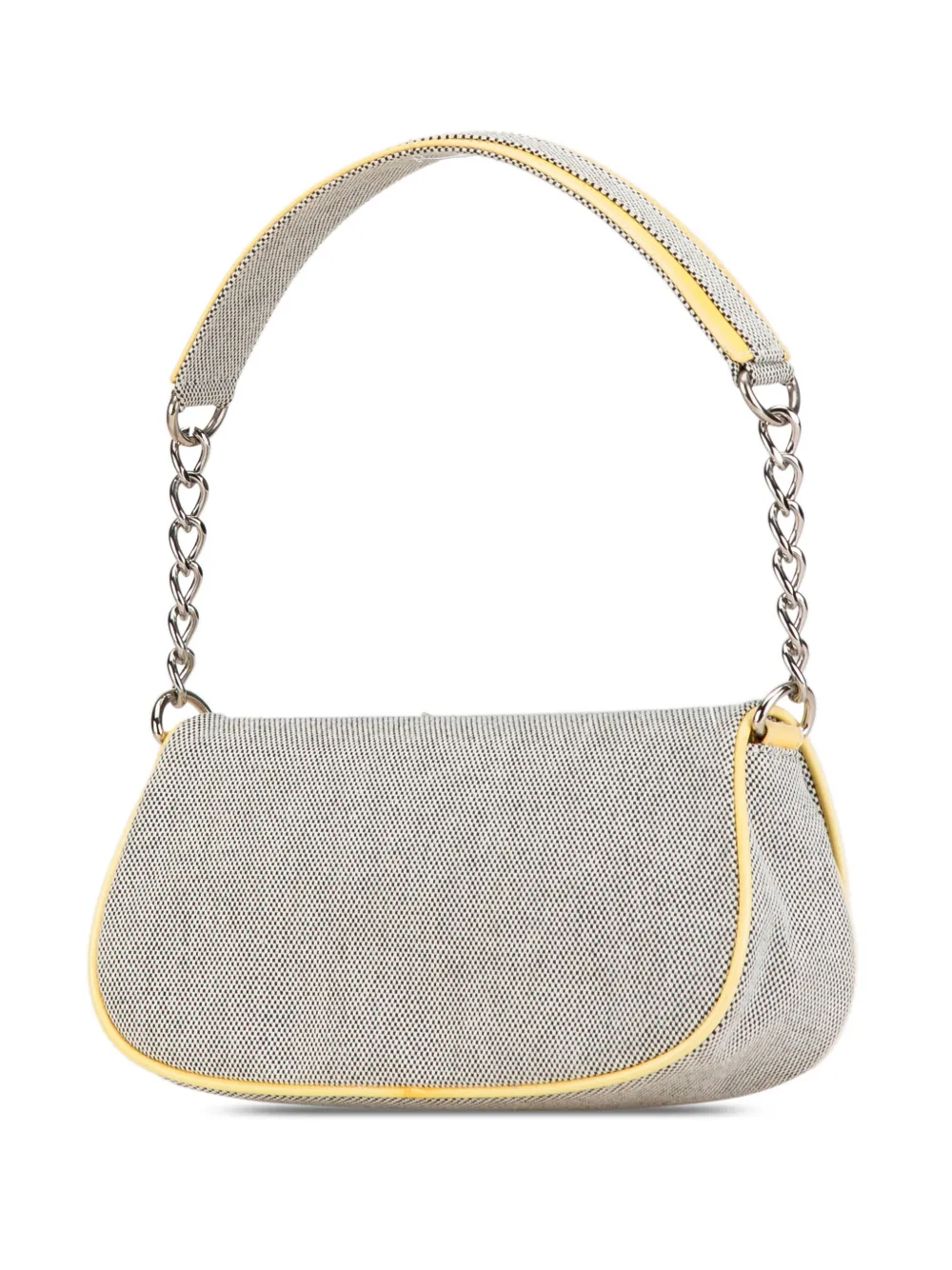 Pre-owned Chanel 2005-2006 Canvas Camellia Cc No. 5 Shoulder Bag In Yellow