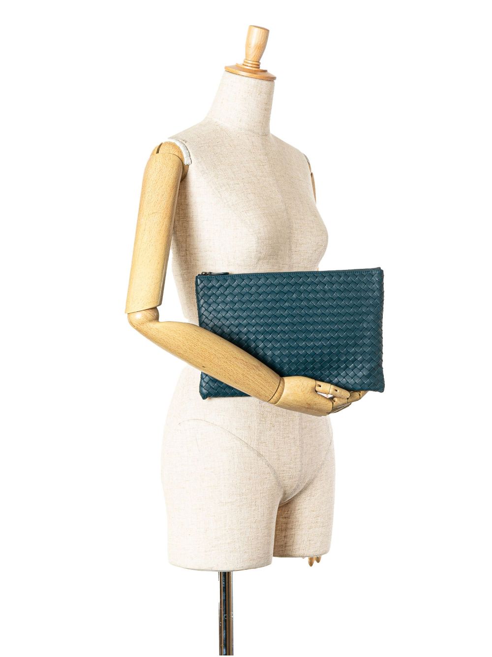 Bottega Veneta Pre-Owned 2000-2023 grote Nappa Intrecciato Flat Zip Biletto clutch - Blauw