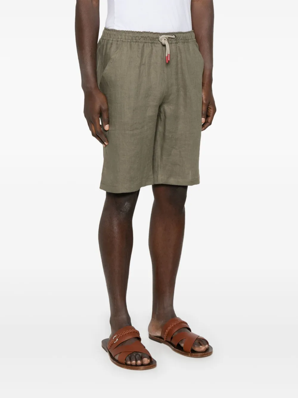 Kiton Linnen shorts Groen