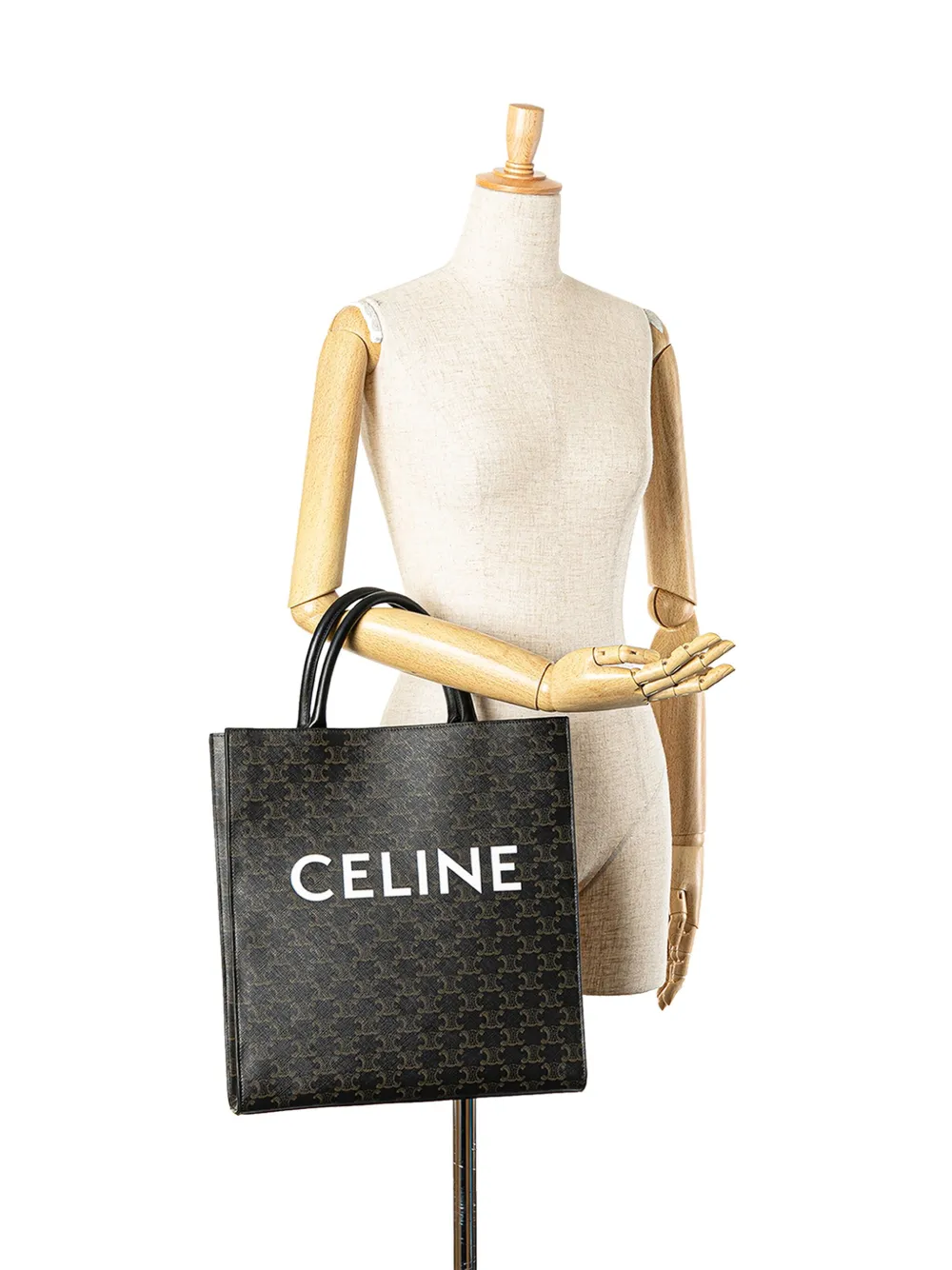 Céline Pre-Owned 2023 Medium Triomphe Coated Canvas Vertical Cabas satchel - Zwart