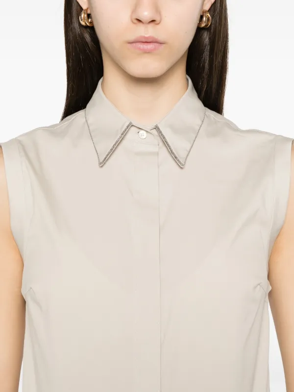 ワンピース BRUNELLO CUCINELLI Camicia con dettaglio catena di monili Brunello Cucinelli Camicia Con Dettaglio Monili | Bianco