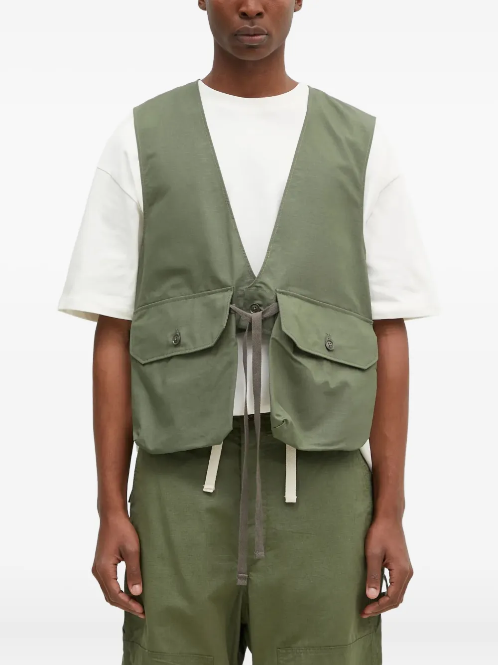 pocket-embellished drawstring gilet