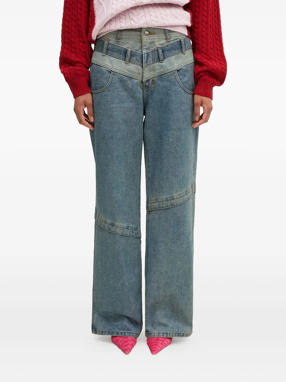 Andersson Bell  apa740m layered panelled pocket wide jeans | Blue | Image 1