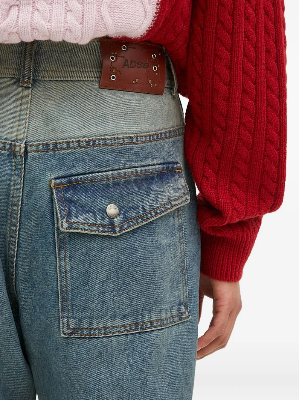 Andersson Bell Apa740m Layered Panelled Pocket Wide Jeans In Blue