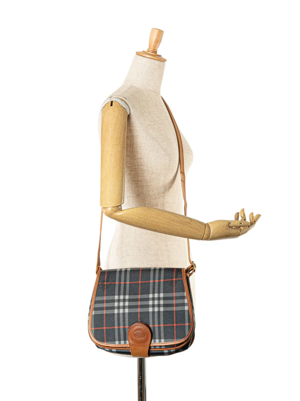Burberry Pre-Owned 2010 Vintage Haymarket Check Saddle crossbodytas - Blauw