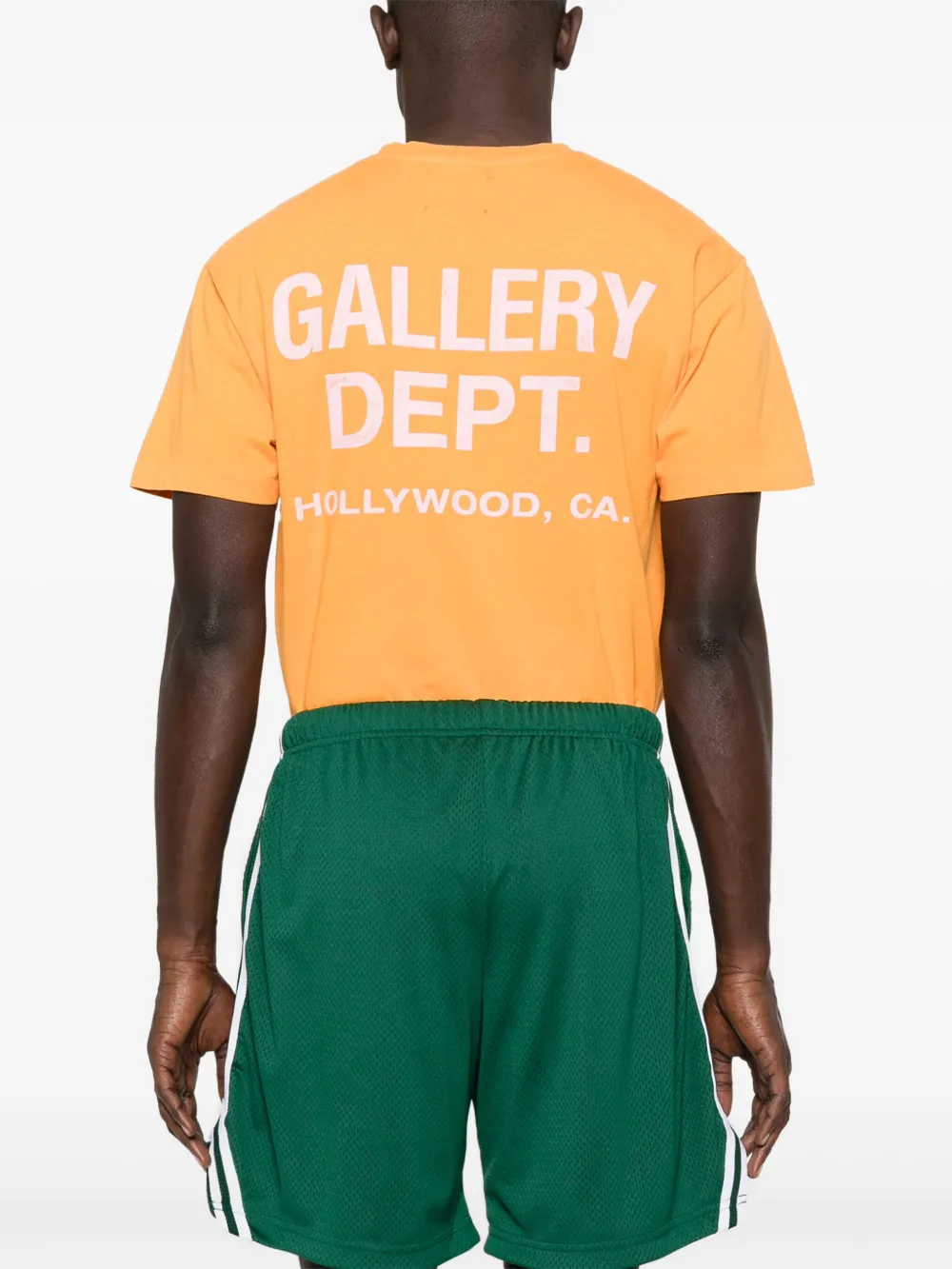 Gallery Dept. Venice Court Wide-leg Logo-print Webbing-trimmed Mesh Shorts In Green