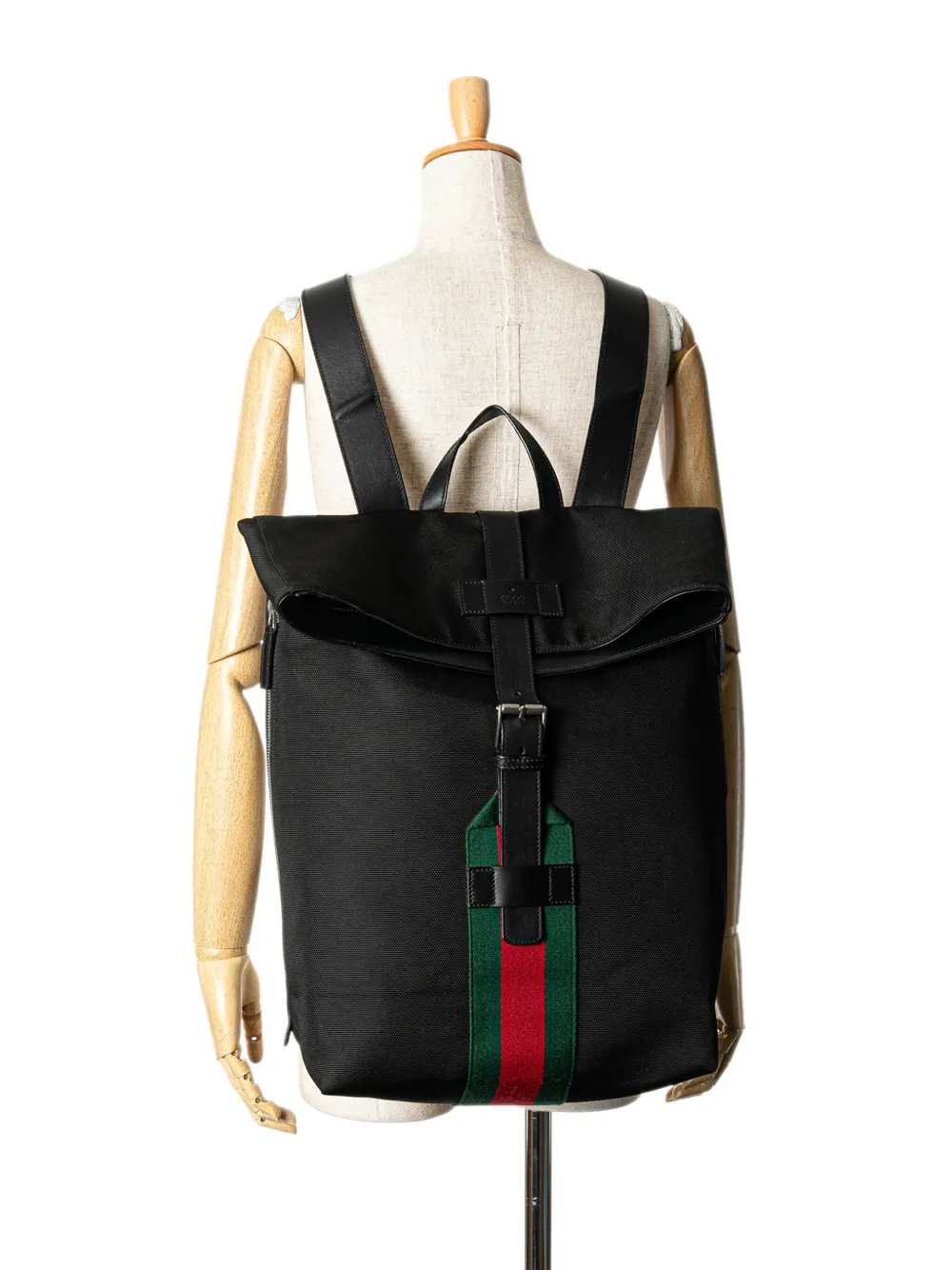 Gucci Pre-Owned 2000-2015 Canvas Techno Web rugzak met omslag - Zwart