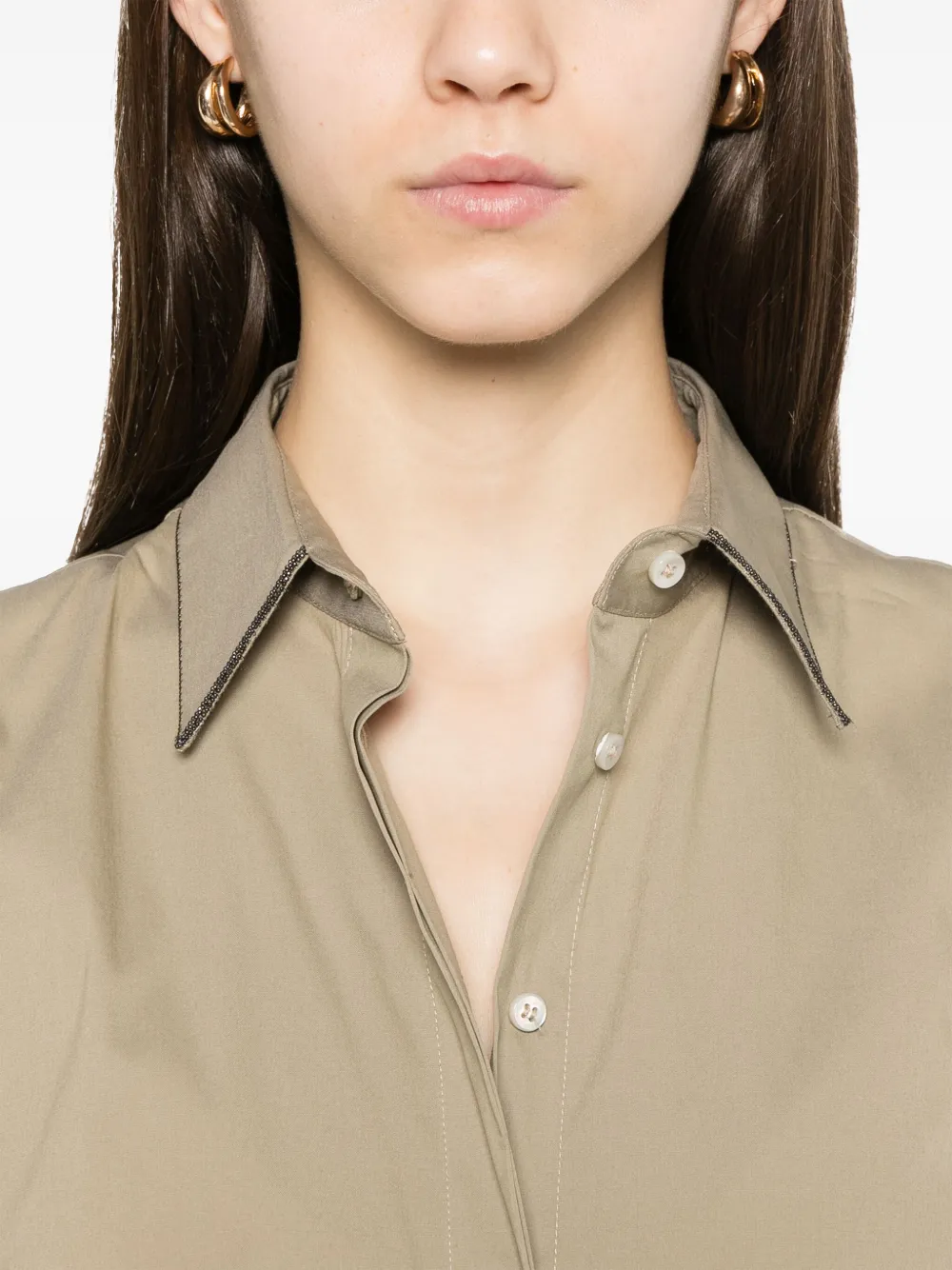 Brunello Cucinelli Blouse met ketting Groen