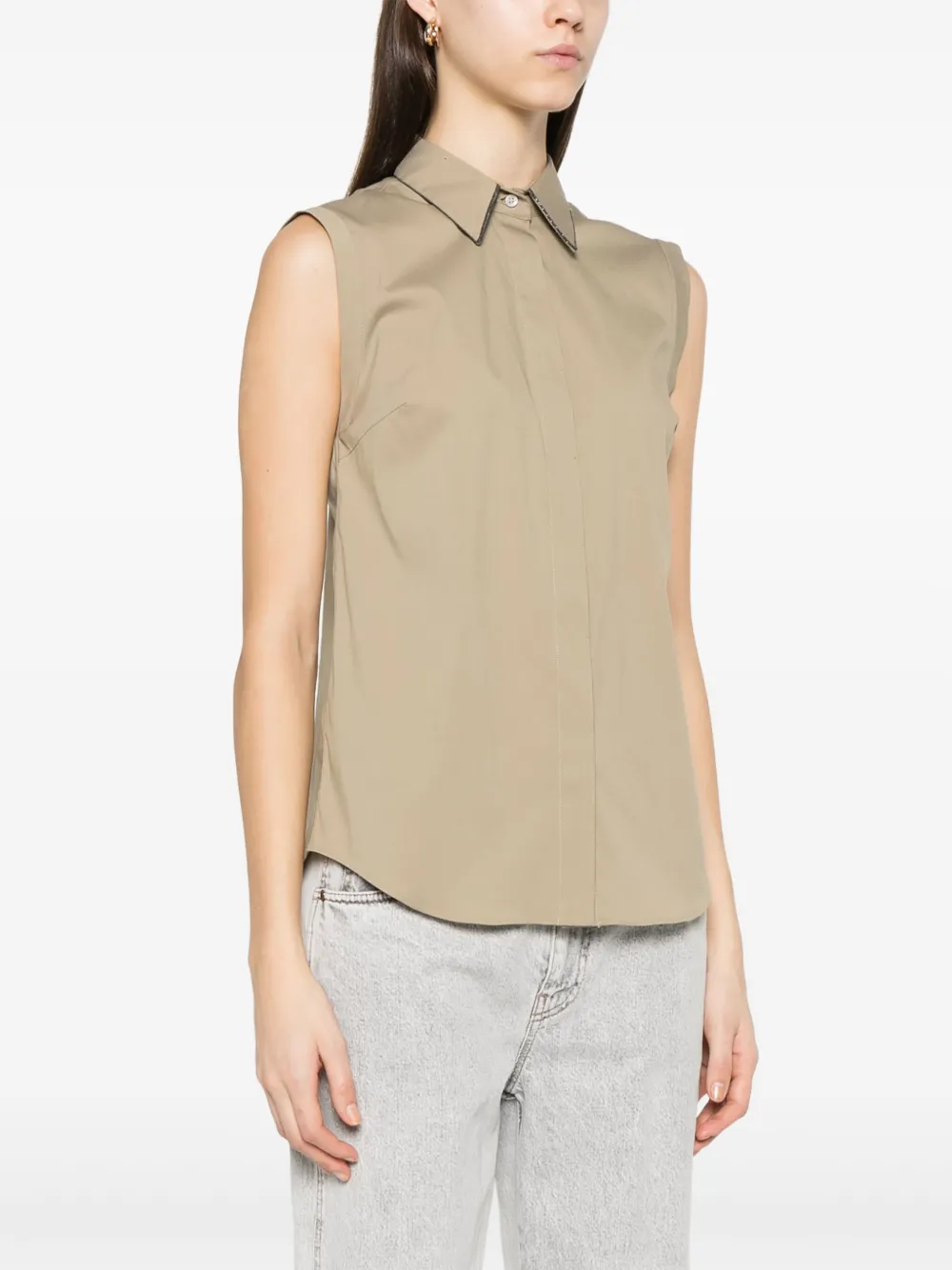 Brunello Cucinelli Blouse met ketting Groen