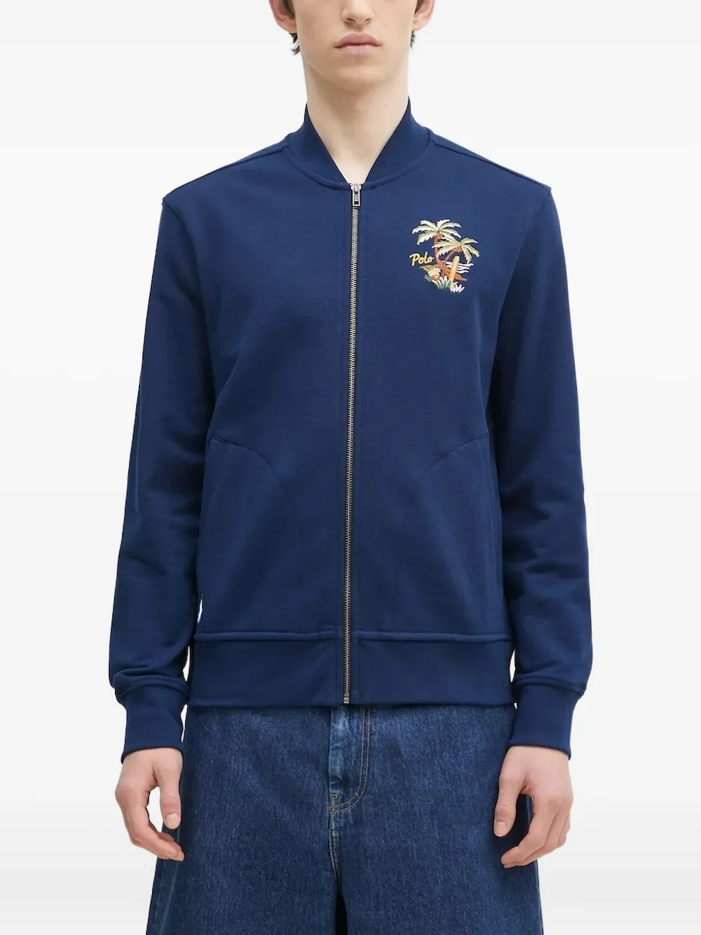 Polo Ralph Lauren embroidered zip-up sweater | Blue | Image 1
