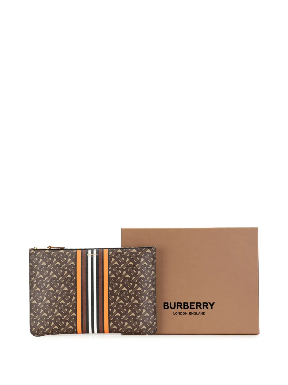 Burberry Pre-Owned 2018-2024 Monogram Stripe E-Canvas clutch bag - Bruin