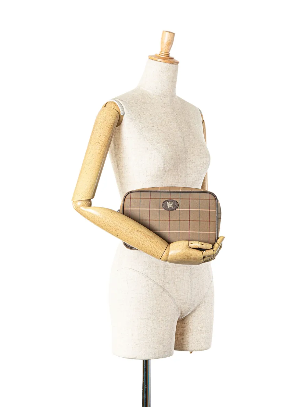 Burberry Pre-Owned 1900s Vintage geruite canvas clutch - Bruin