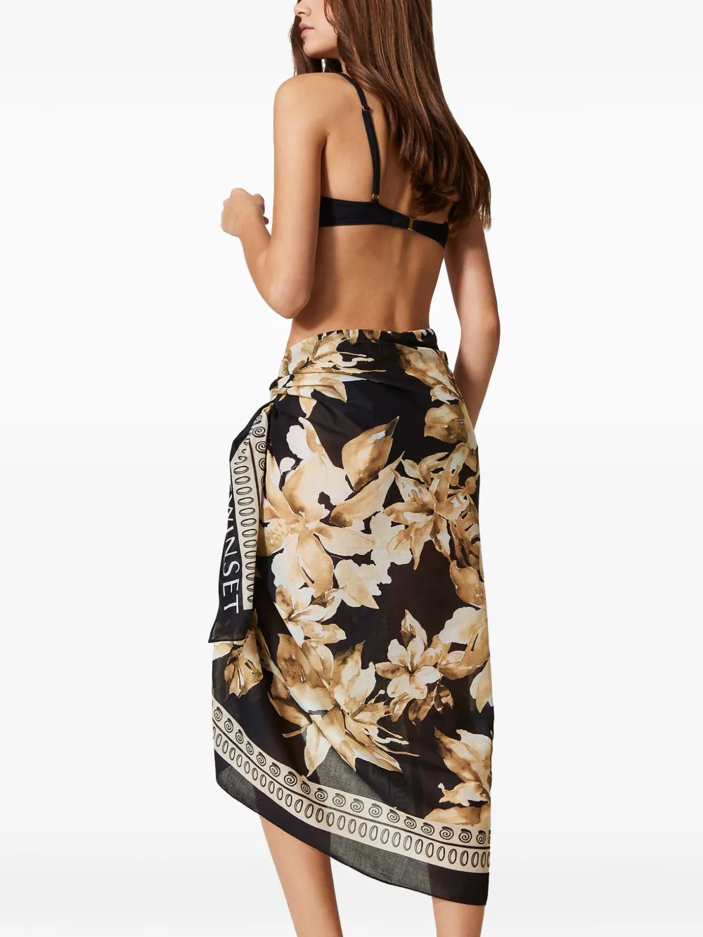 TWINSET Wikkelrok met bloemenprint Zwart