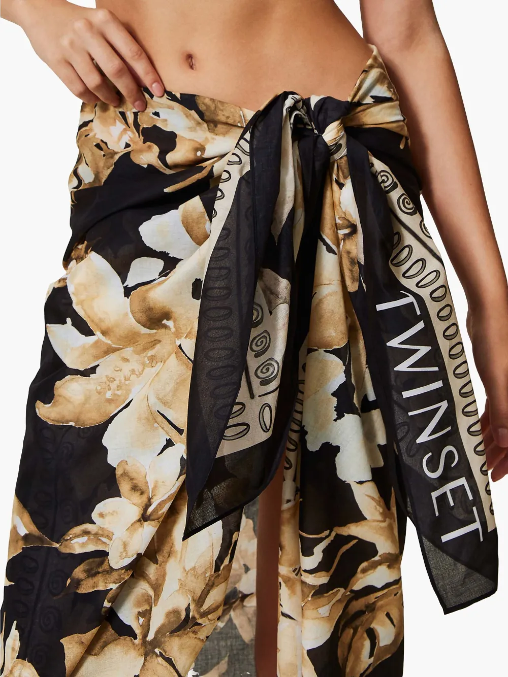 TWINSET Wikkelrok met bloemenprint Zwart