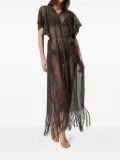 TWINSET fringed sheer dress - Brown