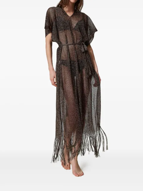TWINSET fringed sheer dress