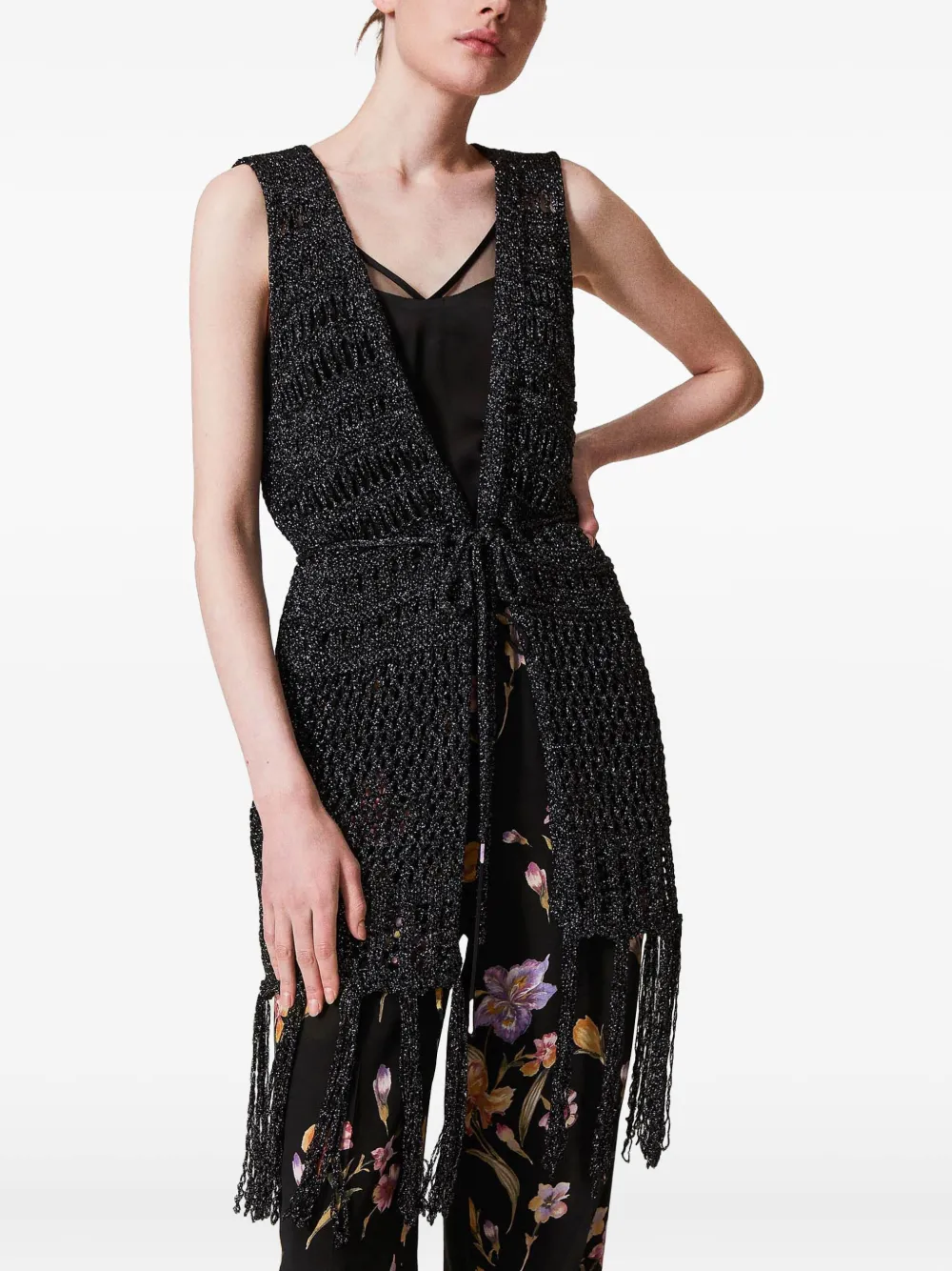 TWINSET lurex-detail cardigan - Black