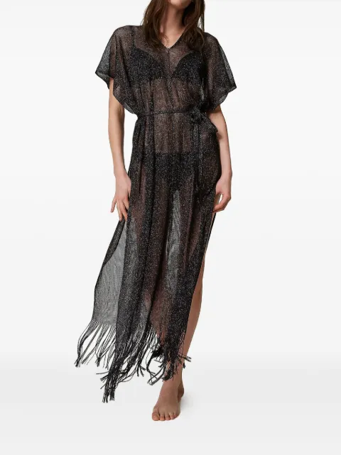 TWINSET Abito semi trasparente con frange