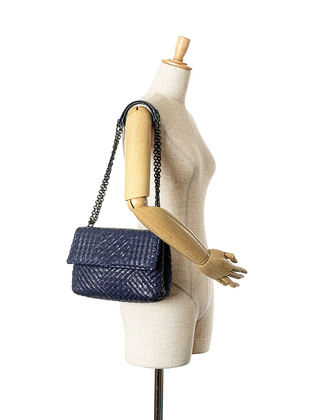 Bottega Veneta Pre-Owned 2012-2024 kleine Nappa Intrecciato Olimpia schoudertas met stiksels - Blauw